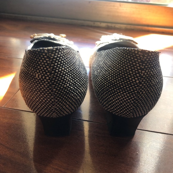 Salvatore Ferragamo bow block heels 8 2A shoes vintage black white classic - Picture 11 of 14